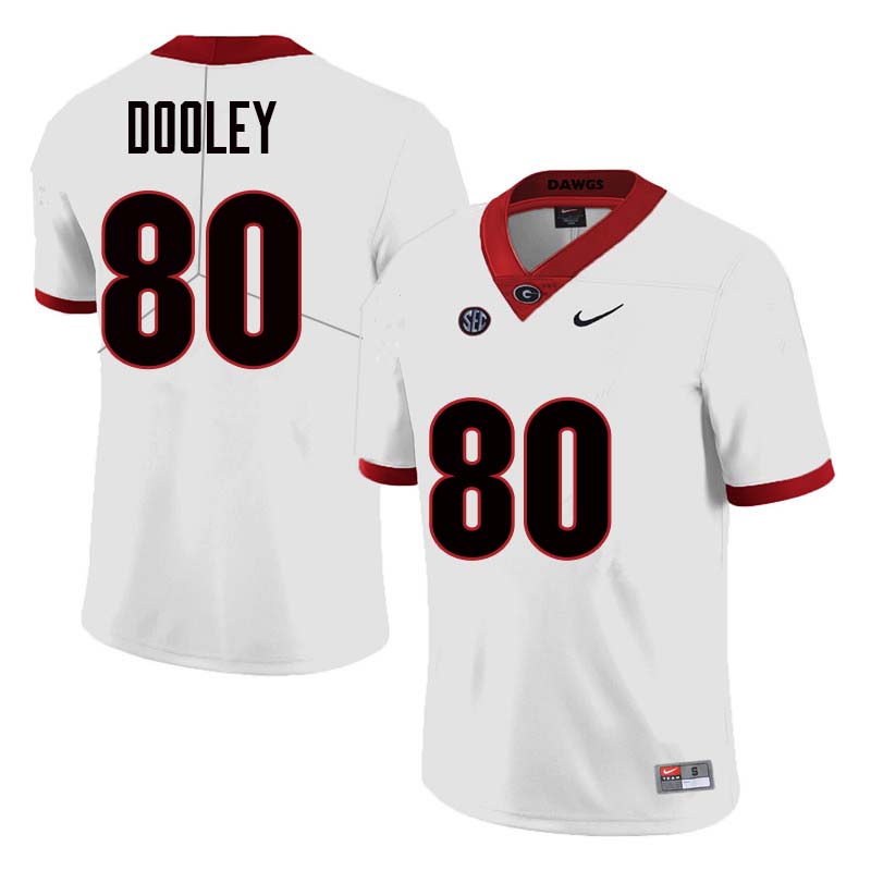 Men Georgia Bulldogs #80 J.T. Dooley College Football Jerseys Sale-White - Click Image to Close